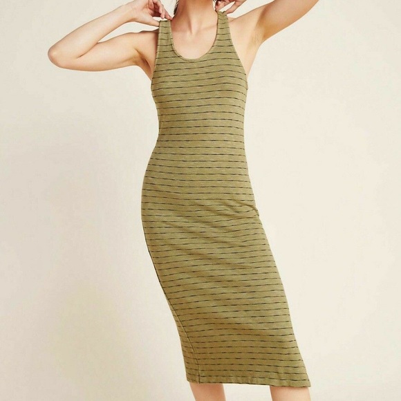 MONROW | Striped Tank Dress in Moss Green Large - Picture 7 of 7